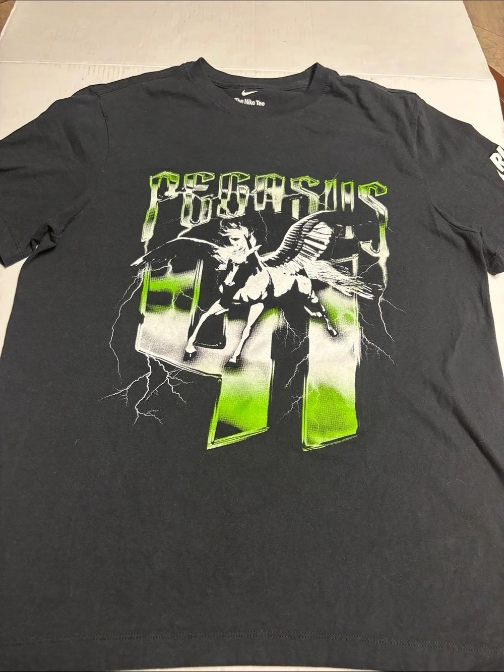 Nike Black Graphic Pegasus Tee with Neon Green Accents